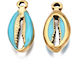 Steel Gold Hanging Seashell Blue Enamel 17mm 2pcs