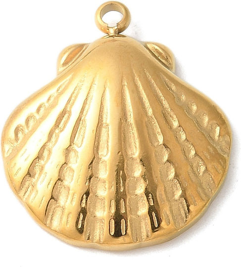 Steel Gold Hanging Seashell 17.5x15x4mm 1 piece