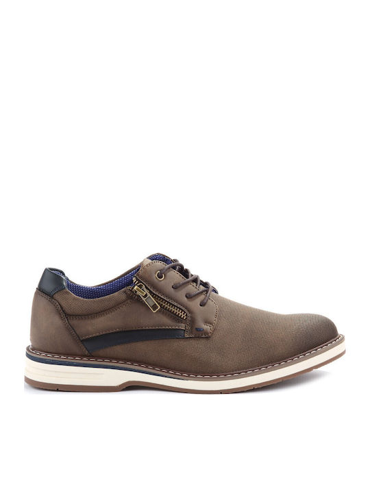 Fshoes Men's Synthetic Leather Casual Shoes Brown