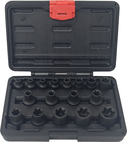 SKS Tools Καρυδάκια Torx με Καρέ Υποδοχής 3/8", 1/2" Σετ 17τμχ