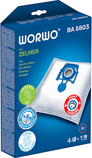 Worwo Vacuum Cleaner Bags 4pcs Compatible with Vacuum Cleaner Zelmer