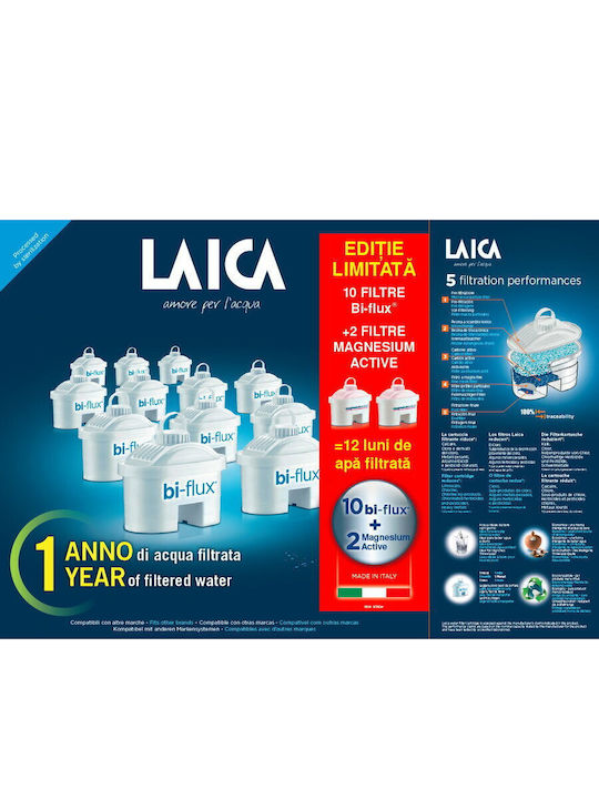 Package 10 Laica Bi-flux Filter Cartridges + 2 Magnesium Active