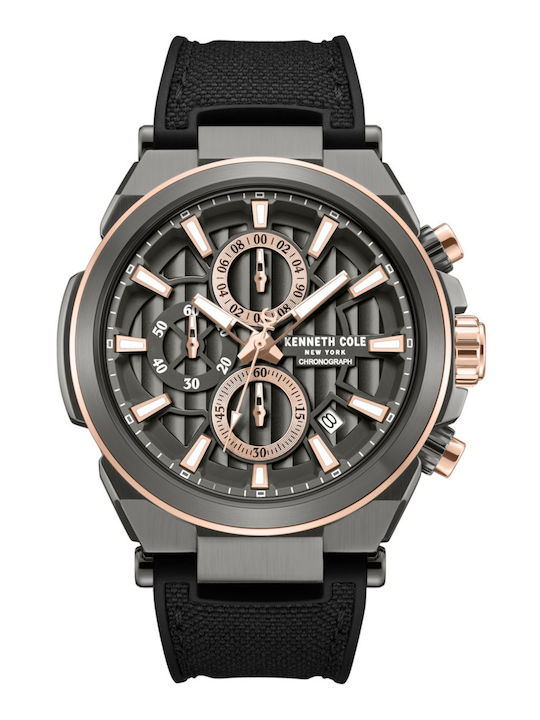 Kenneth Cole York Men's Watch Chronograph Battery with Black Rubber Strap