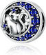 Silber Charm 925 Blaue Steine Katzen Sterne