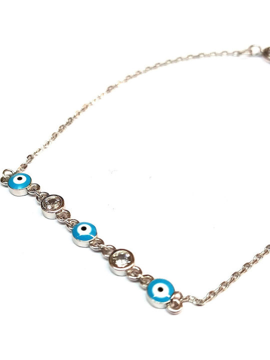Amalfi Accessories Women's Bracelet with design Eye made of Silver with Diamond