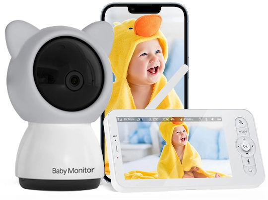 Drahtlose Babyüberwachung mit Kamera & Bildschirm 5" , Zwei-Wege-Kommunikation & Schlaflieder