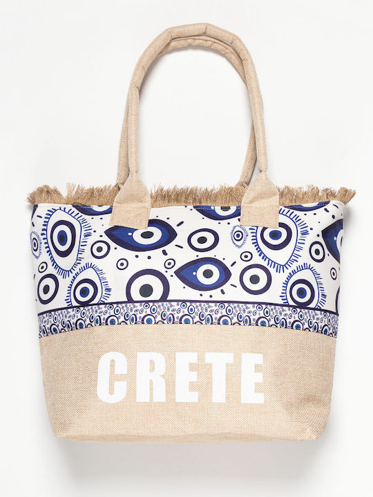 Silk Fashion Beach Bag Made of Canvas Beige