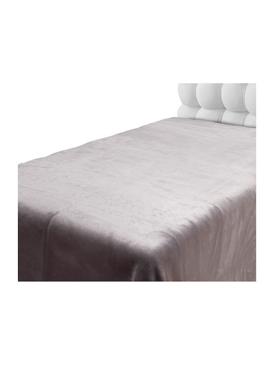 Silk Fashion Κουβέρτα Βελουτέ Υπέρδιπλη 220x240εκ. Ανοιχτό Γκρι 5206978075421