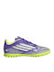 F50 Club Kids Turf Soccer Shoes Purple Rush / Cloud White / Lucid Lemon