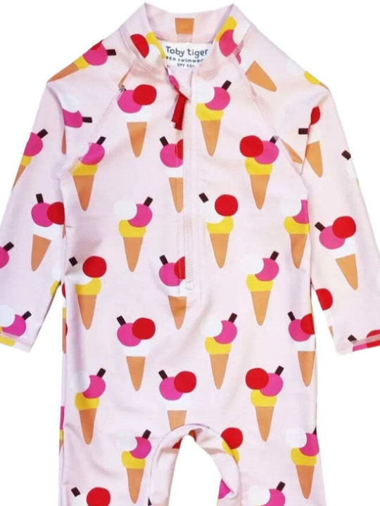 Toby Tiger Kids Swimwear Long Sleeve One-piece Ice Cream