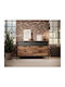 Wooden Chest of Drawers with 6 Drawers Chestnut + Anthracite 137x39x81cm