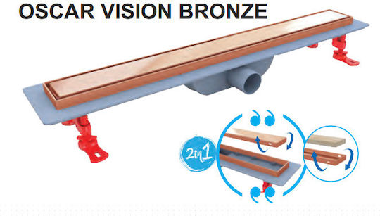 Kanal Duschen Σιφών Duscheline Oscar Vision 60cm Bronzefarbe