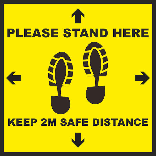Αυτοκόλλητο Δαπέδου Please Stand Here Σετ 4 Τεμαχίων Κωδ 17361