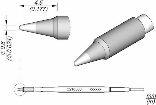Jbc C210-003 Conical Cartridge Ø 0.6 T210 Precision Handpiece