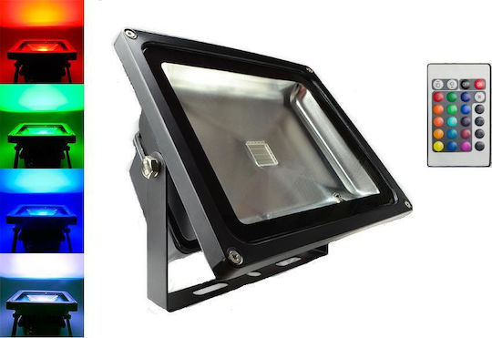 Προβολέας Led Rgb 20w 230v Αλουμινίου Εναλλαγής Χρωμάτων Στεγανός Ip-65