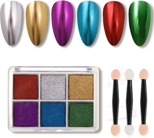 Paletă 6 Pudre De Decorare Mirror Aurora & 3 Pensule De Aplicare 14