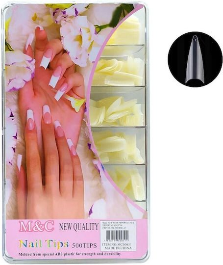 Κασετίνα 500 Nail Tips Stileto New Quality Natural Stileto