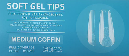 Soft Gel Tips Medium Coffin 12 Sizes 240pcs