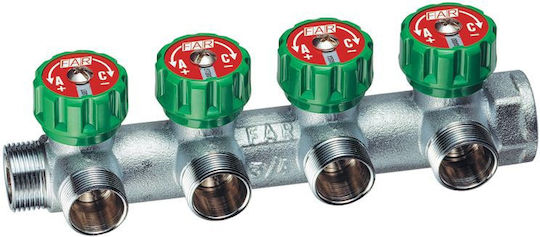Collectors Water Supply Manifolds Integrated Valves Four Outlets 3/4 Far Rubinetterie 3856 34