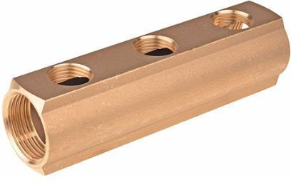 Pipe Manifold Collector for Water Supply Brass Three 3 Outlet Ports Body 1" & Outlets 1/2" F Cherbros
