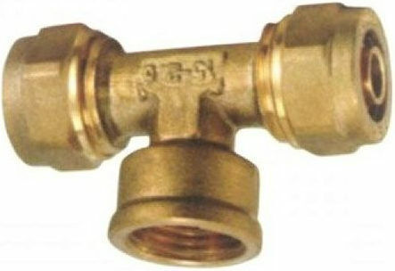 Pipe Tee Female 18x1/2x2.5 Brass For Tubing