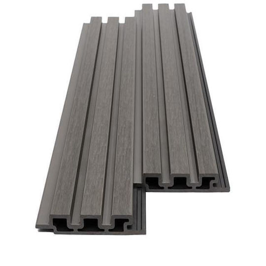 Newplan 5570 Wpc Panel Τοίχου 2ης Γενιάς 3d Πηχάκια D.grey 2.5cm X 14.7cm X 290cm