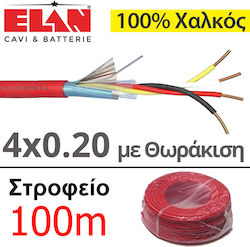 Elan 034501r Cablu De Detectare A Incendiului 4x0.20 Izolație Răsucită Cupru 100% 100 Metri Elan 034501r Cablu De Detectare A Incendiului 4x0.20 Izolație Răsucită Cupru 100% 100 Metri