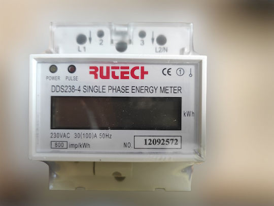 Rutech Монофазен Енергиен Метър Dds238-4 220vac 100amp 50hz Киловатчас Kwh Цифров Дисплей Lcd