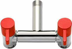Colortap Κάνουλα Σφαιρική 1/2" Διπλή Παροχή Οικονομίας Νερού Φίλτρο Eko Χρωμέ Κόκκινη 142red Colort