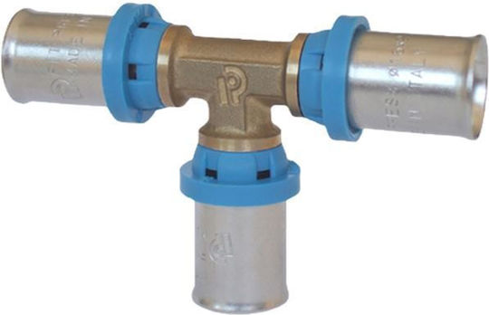 Rinaldi Pettinaroli Pressed Triple Pipe Tee Connection Press Φ18xφ18xφ18x2 Multilayered Pipe Brass 84102 Rina