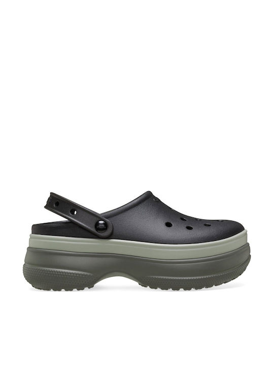 Crocs Classic Stacked Femei Sabot Negre