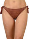 Bikini Slip με Κορδονάκια Καφέ
