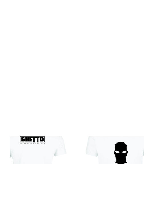 Tricou Alb Ghetto Black Mask Bărbați