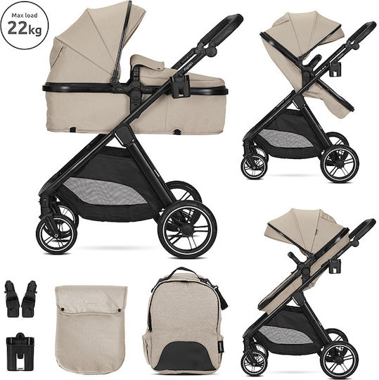 Lorelli Aspen Verstellbar 3 in 1 Baby Kinderwagen Geeignet für Neugeborene Cappuccino