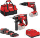 Flex D00349 Set Drywall Screwdriver & Hammer with 3 Batteries 2.5Ah - 5Ah and Case with Fast Charger 9A