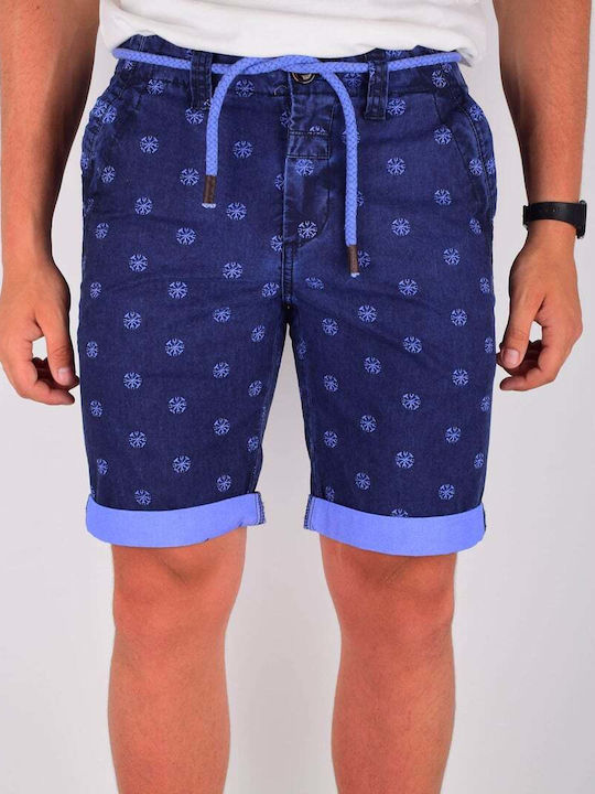 Dstrezzed Shorts 100% Cotton Side Pockets & Small Patterns Slim Fit Dst515043117 Sky Blue