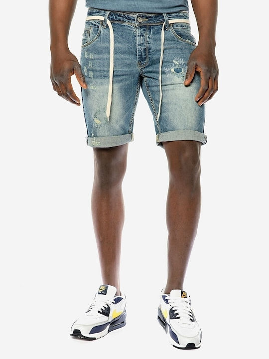 Jean Bermuda Blue Dirty Worn Brokers