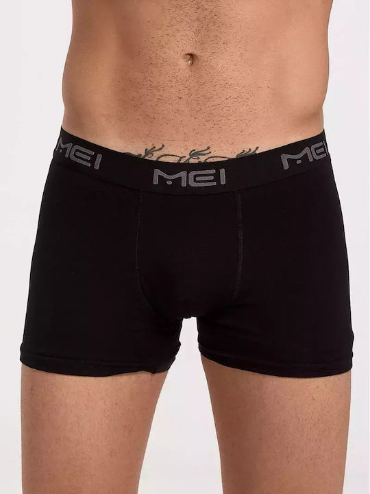 Men's Boxer Mei Black Cotton Wide External Waistband