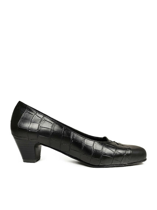G&b 530 Black Crocodile Leather Heels