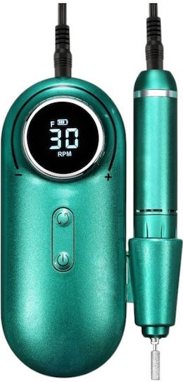 Manicure-pedicure Nail Drill Battery 15W Green with 30000 Rotations per Minute