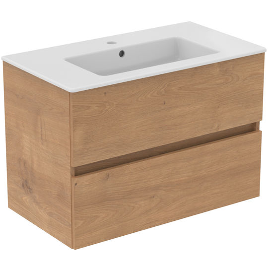Ideal Standard Шкаф със Мивка Д81.5xШ45xВ56.5см Brown Matte Natural Oak