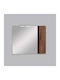 Pro Bagno Badezimmerspiegel LED aus Spanplatte mit Schrank 90x14cm Braun