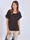 Sleeve Women's Athletic Blouse Black