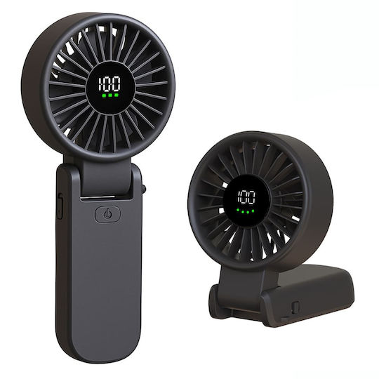 Techsuit Handheld Fan Premium Mini A10 Digital Led Display Rechargeable Usb-c Port 100 Wind Speeds 5400rpm Black