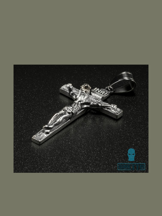 Ghetto Cross from Gold Plated Steel with Chain