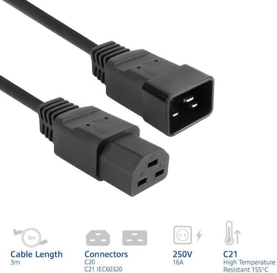 Καλωδιο Επεκτασης Τροφ Iec60320/c20-c21 16a 3m Ak5345