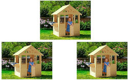 Wooden Dollhouses with Mud Kitchen Height 140cm Set of 3 Village