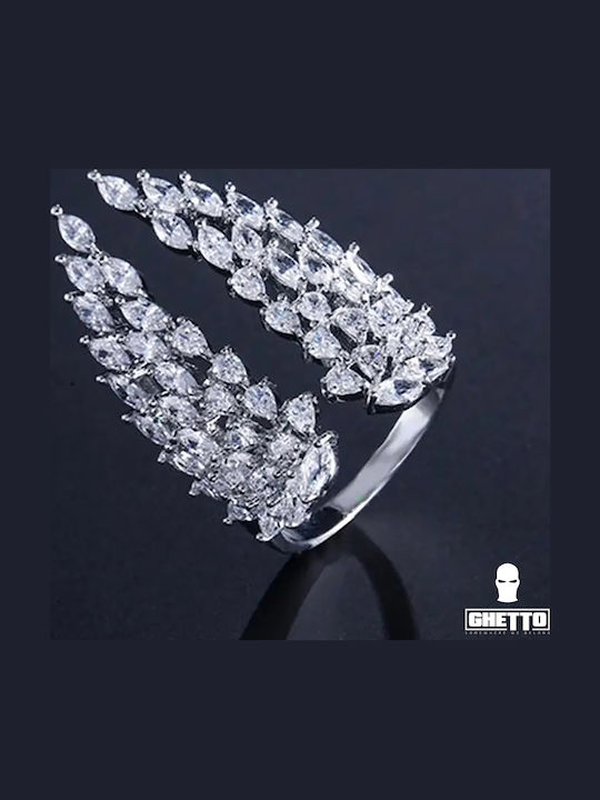 Ghetto Ring with Zircon made of Silver