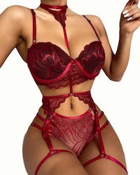 Set Bralette Brazil Jartieră Neagră