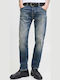 Mike Men's Elastic Jeans Pants With Slim Tapered Fit Dark Aged Denim